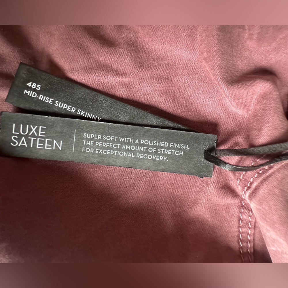 NWT. Size 28. J Brand Mid-Rise Super Skinny Luxe Sateen Pants - Imperial (mauve) - Picture 11 of 11